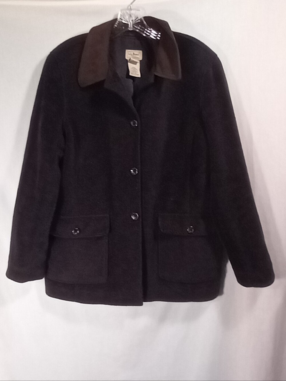 L.L.Bean Brown Wool Blend Fleece-lined Chore Coat Size LP